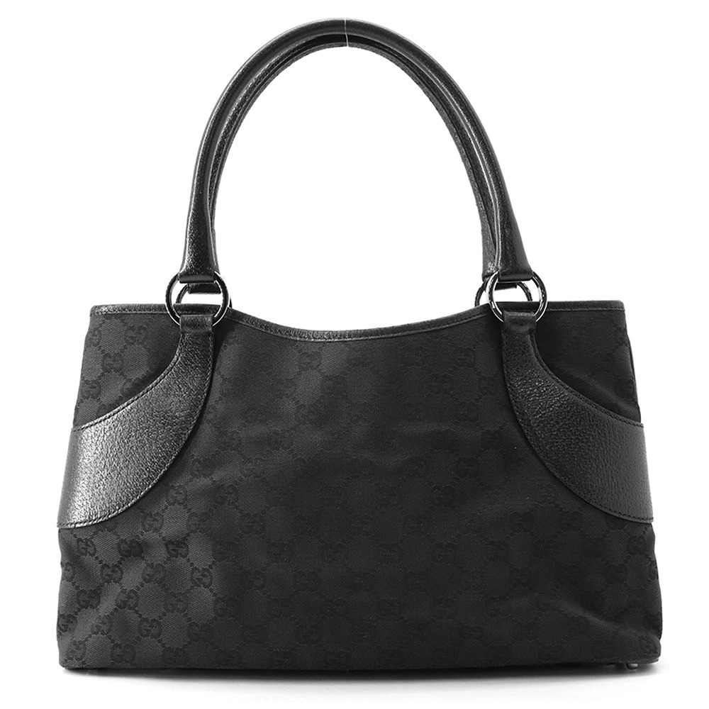 Gucci GG canvas tote bag leather trim Black